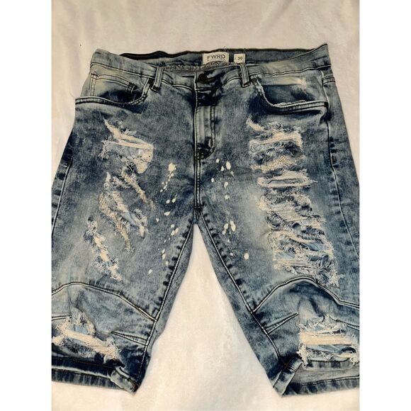 FWRD DENIM & CO. Broken Down Biker Shorts Men’s size size 36 denim Jean - Picture 1 of 7